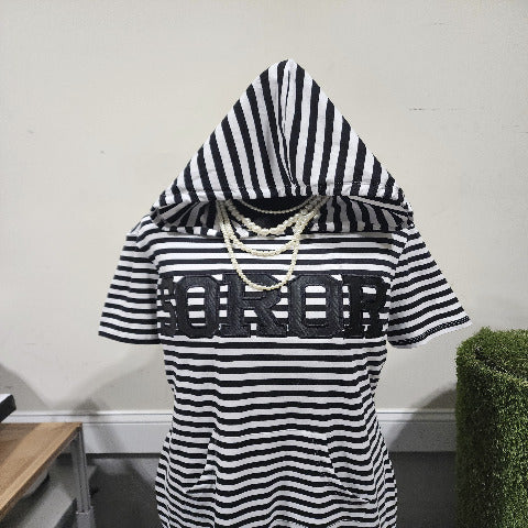 Black Striped SOROR Hooded Dress