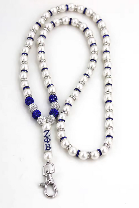 ZPHIB PEARL AND RHINESTONE LANYARD
