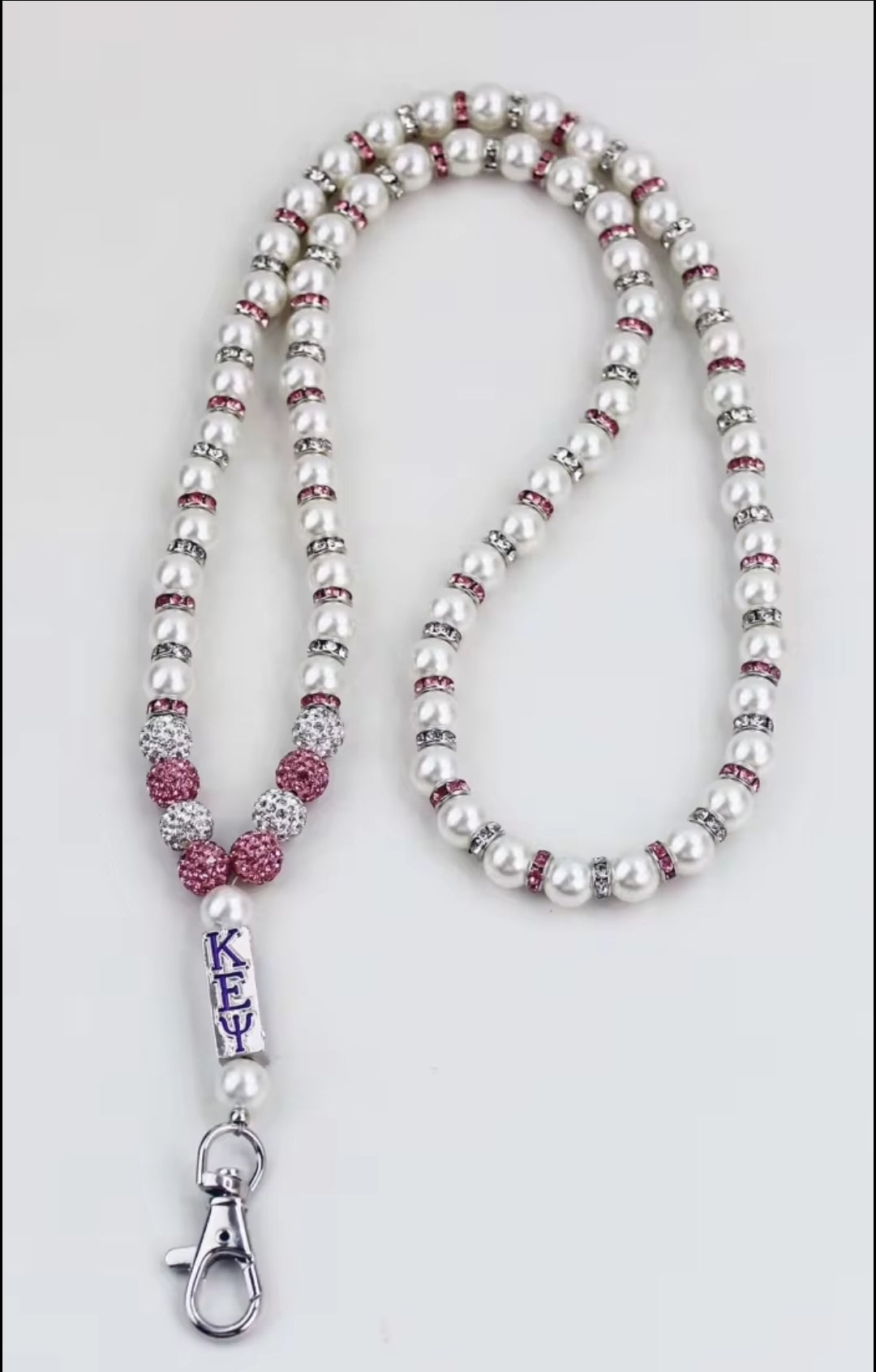 KEΨ PEARL AND RHINESTONE LANYARD