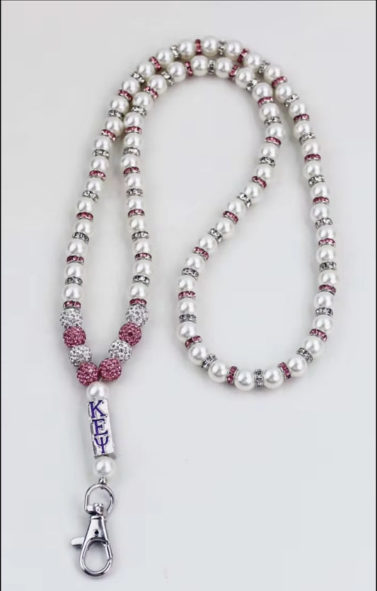 KEΨ PEARL AND RHINESTONE LANYARD